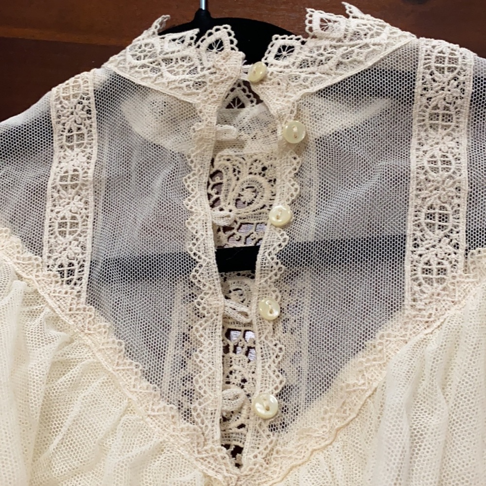Vintage Prairie Wedding Dress Lace Cyreld Paris Parisian Handmade 40's-60's - Picture 12 of 17
